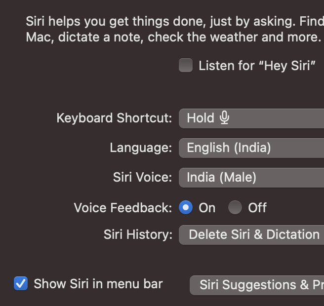 Show Siri in menu bar